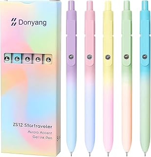 Gel Pens, 5PCS 0.7mm Cute Gel Pens Black Ink Fine Point Pens With Smooth Writing for Journaling Note Taking, High-End Series Ballpoint for School Office Supplies, Easter Basket Essentials(Gradient)