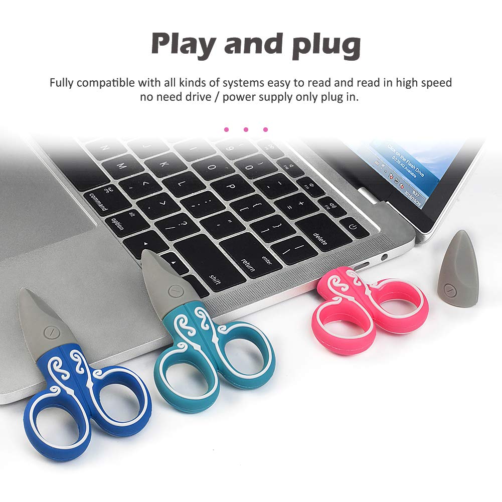 Chiavetta USB carina 32GB, confezione da 3 con design forbici, chiavetta di memoria USB 2.0 per computer, pendrive per insegnanti, studenti, famiglia e amici