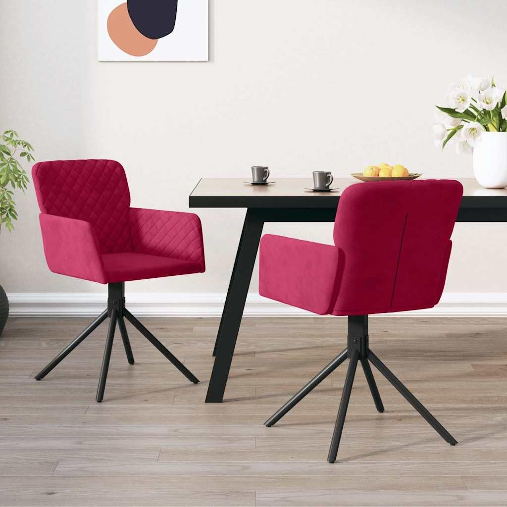 Generisch Set di 2 sedie girevoli per sala da pranzo, in velluto, rosso