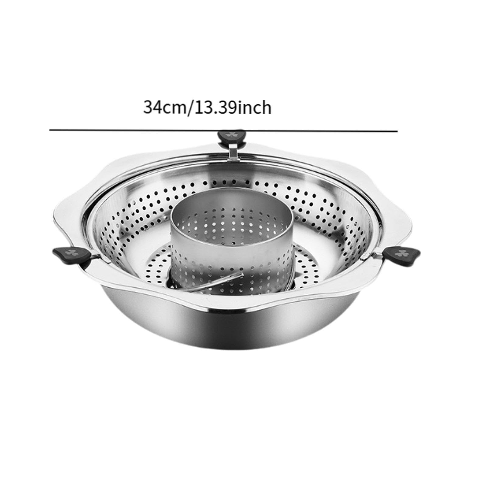 Pentola Lifting Hot Pot in Acciaio Inox con Divisore Pentola Antiaderente Regolabile Padella Separata Multifunzionale Adatta a Cucina Domestica Campeg, con Punzonatura, 34cm