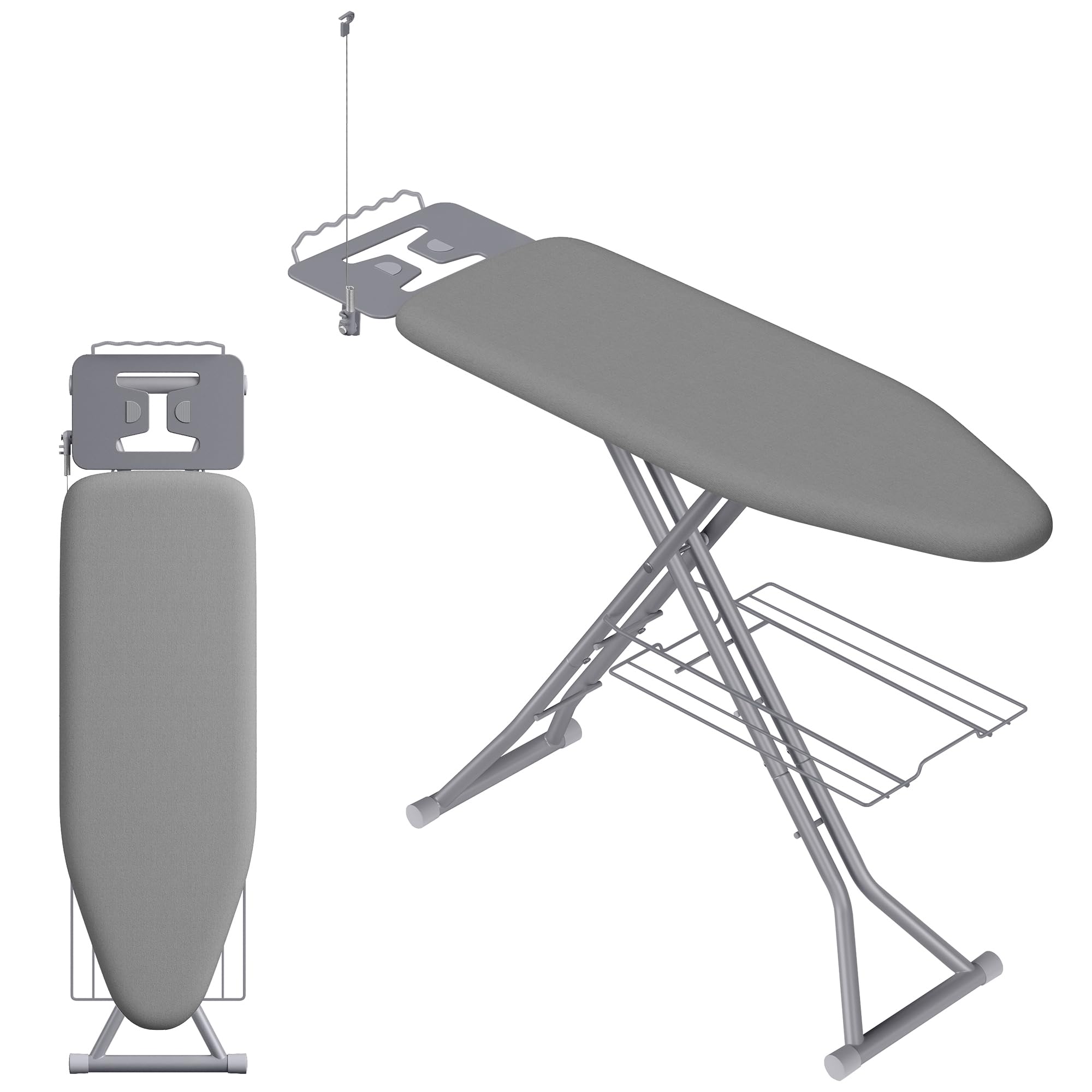 Photo 1 of SONGMICS Folding Ironing Board, 13x43, 7-Level Adjustable Height Iron Board with Iron Rest, Cord Holder, Storage Rack, Steel, for Laundry Room, Gray, Borix Collection ULLB008GD01S