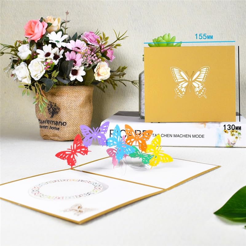 Glückwunschkarte 3D-Schmetterling-Pop-up-Geburtstagskarten-Geschenk Niedliche Tier-Grußkarten (10er Packung)