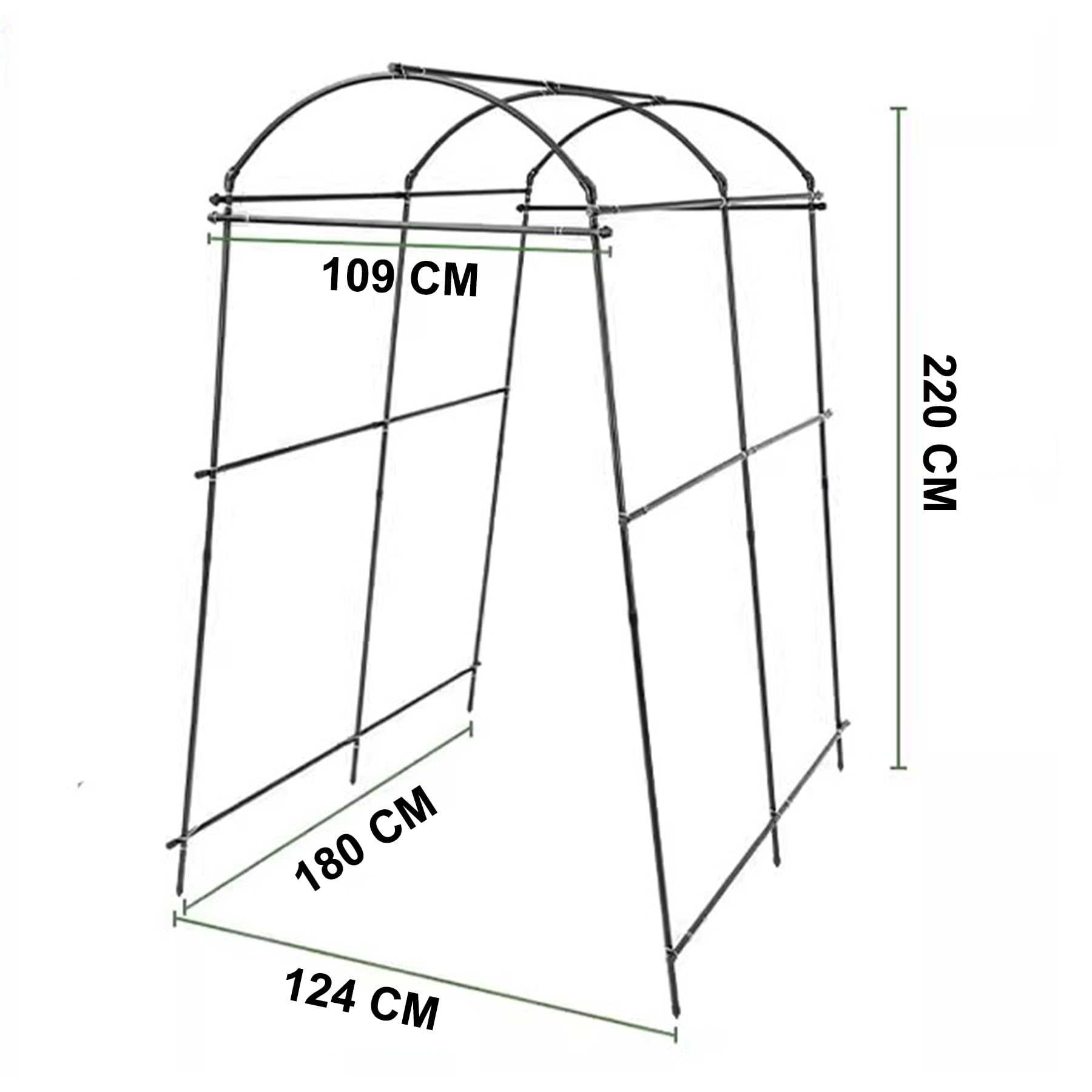 Treillis pour Concombres et Tomates 124 x 220 cm, Support pour Plantes Grimpantes avec Filet et Pinces, Tuteur en Métal Extérieur pour Légumes, Fleurs et Plantes Fruitières