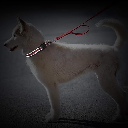 Miniatura 6 de Weewooday 3 collares reflectantes para perros, de nailon, ajustables, de liberación rápida, para perros (M)
