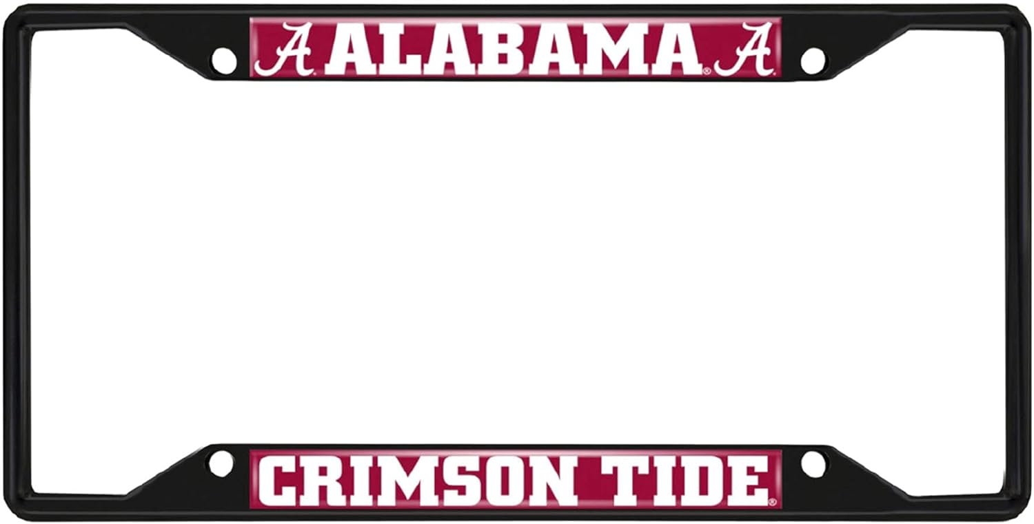 FANMATS 31242 Alabama Crimson Tide Metal License Plate Frame Black Finish