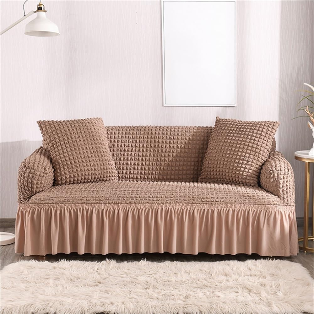 Housse canapé élastique seersucker sectionnel 5 places revêtement extensible 1 2 3 4 5 coussins