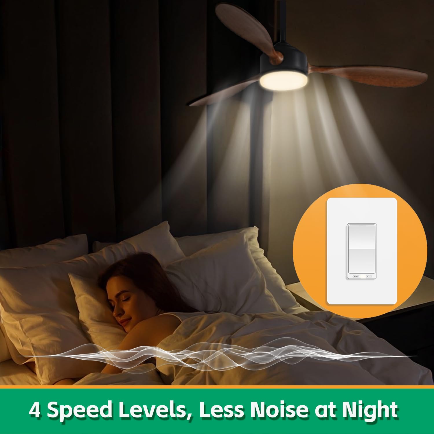 Smart Ceiling Fan Control by MartinJerry | 4-Level Speed Controller, Smart Life App Control, Voice Control, 1 Pack