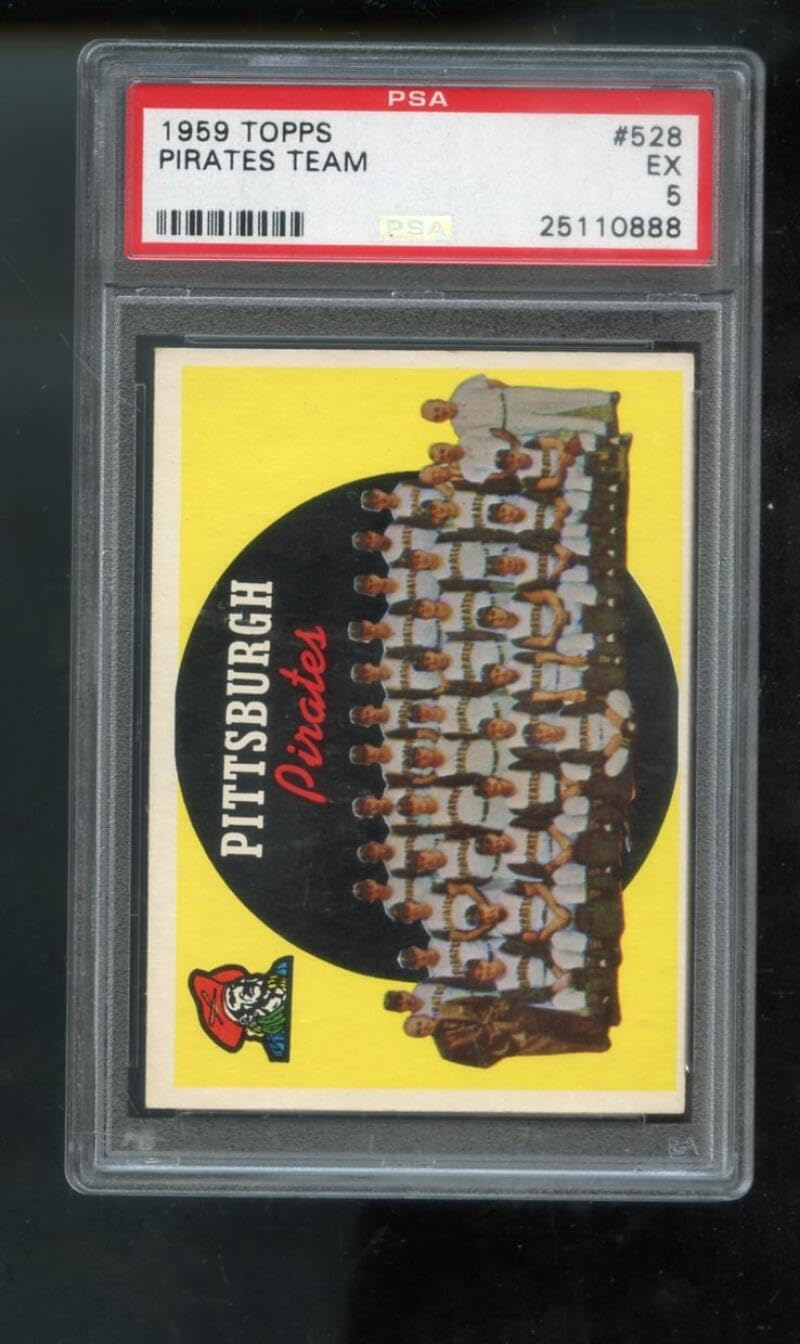 1959 Topps #528 Pittsburgh Pirates Team Photo Checklist PSA 5 Graded Baseball Card MLB
