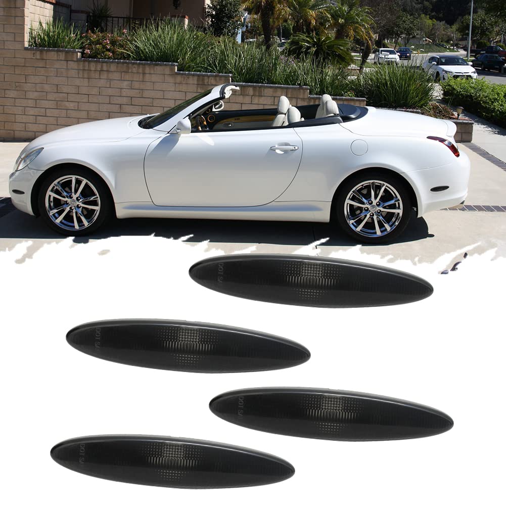 TurningMax For 2002 2003 2004 2005 2006 2007 2008 2009 2010 Lexus SC430 Side Marker Light housings Smoked lens 81731-24030,8173124030, 81751-24010,8173124010