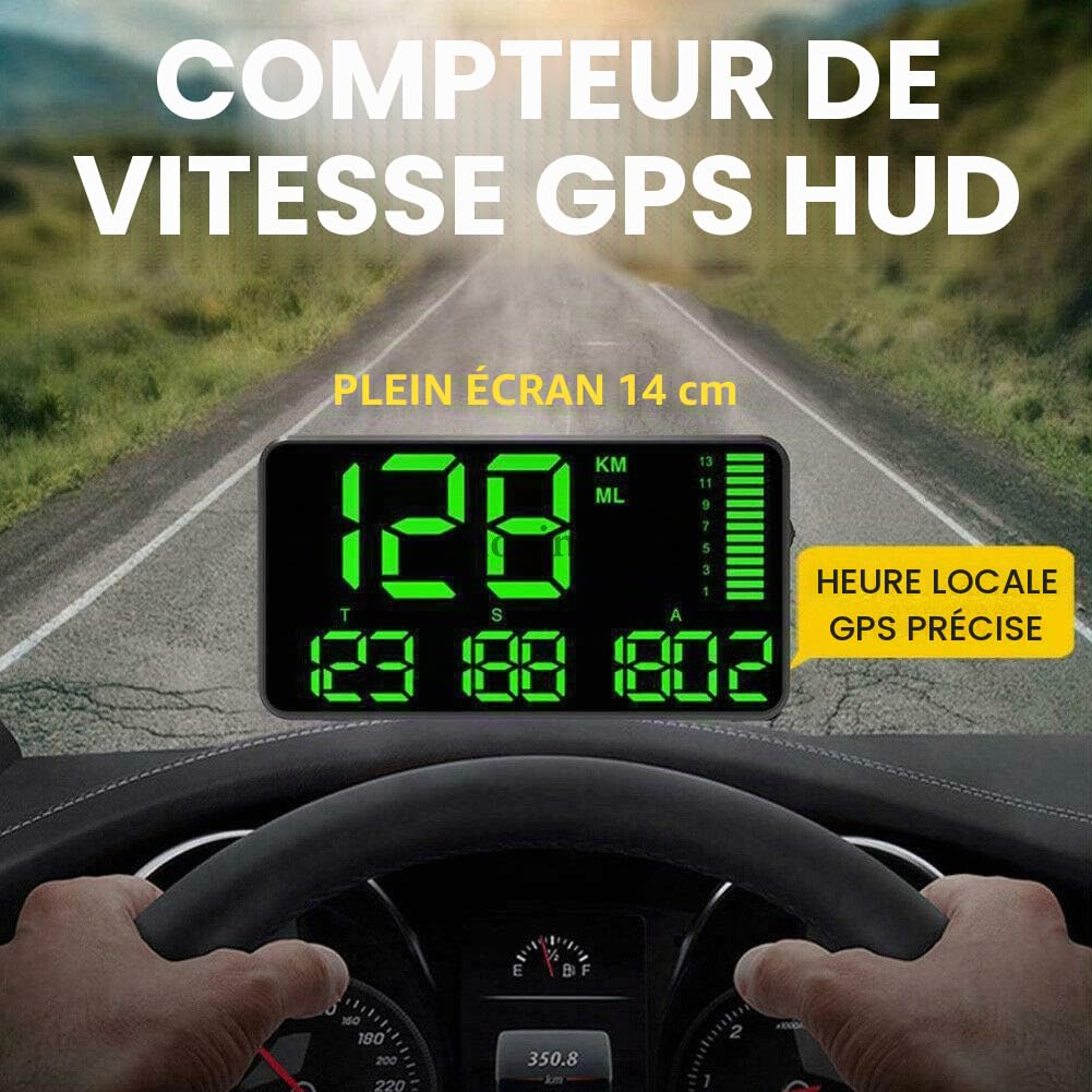 Affichage HUD de voiture, compteur de vitesse numérique à affichage tête haute GPS avec alerte de survitesse d'écran HD de 5,5 pouces