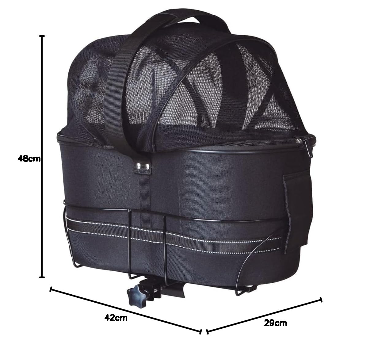TRIXIE Hundefahrradkorb mit Netzhaube für Gepäckträger - schwarz 29 × 42 × 48 cm