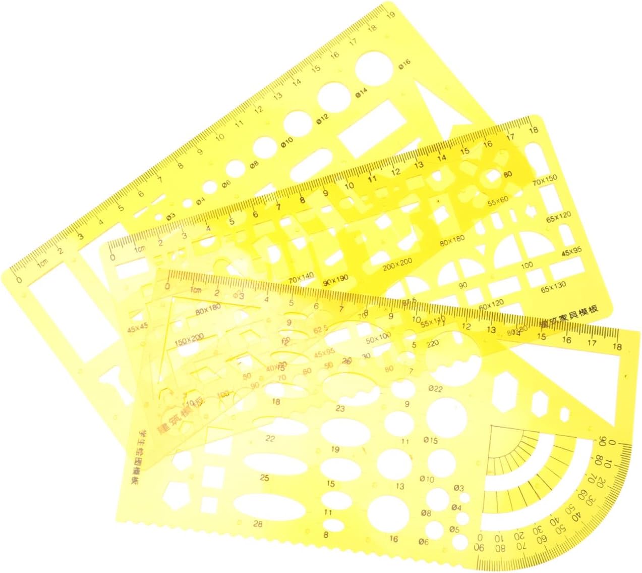 Geometric Stencil Drafting Tool with Architect Scale Rulers for Interior Design Civil Engineering and Technical Drawing Multi-Shape Templates for Accurate Measurement and Smooth