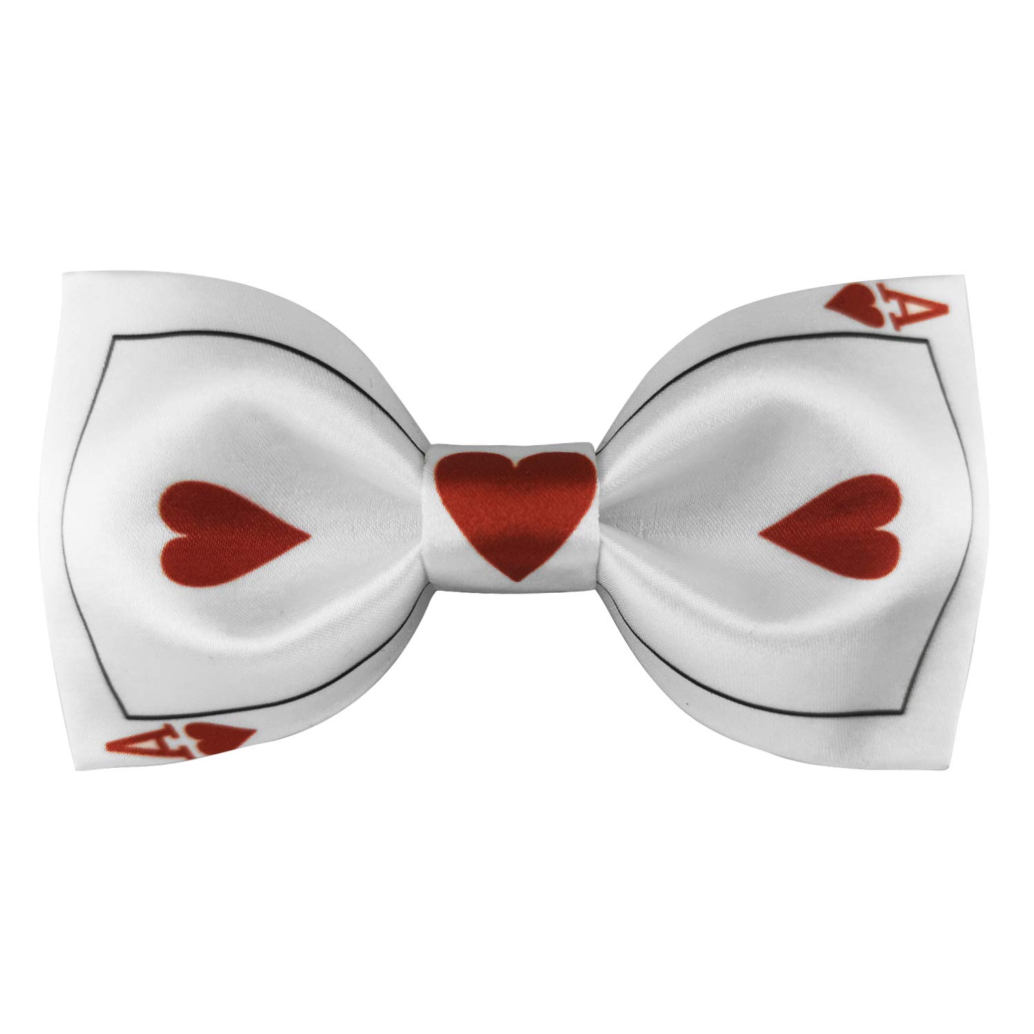 Guuniee Men's Ace Of Hearts Satin Silk Bowtie Poker Ace Bow Ties, Medium