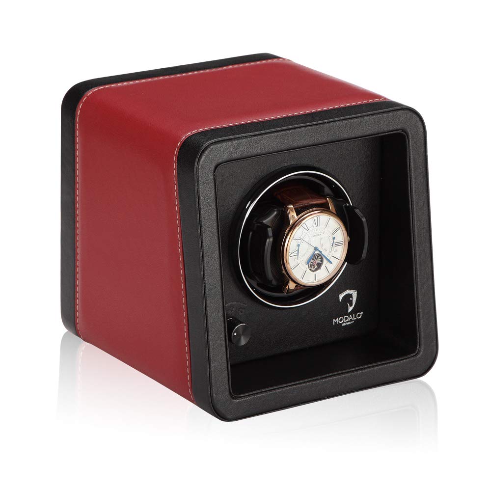 MODALO Uhrenbeweger (Watch Winder) Saturn Style MV4 für 1 Uhr - Rotes Leder 2…