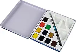 DALER ROWNEY Aquafine, Aquarela em Pastilhas com Estojo de Metal, 10 Cores