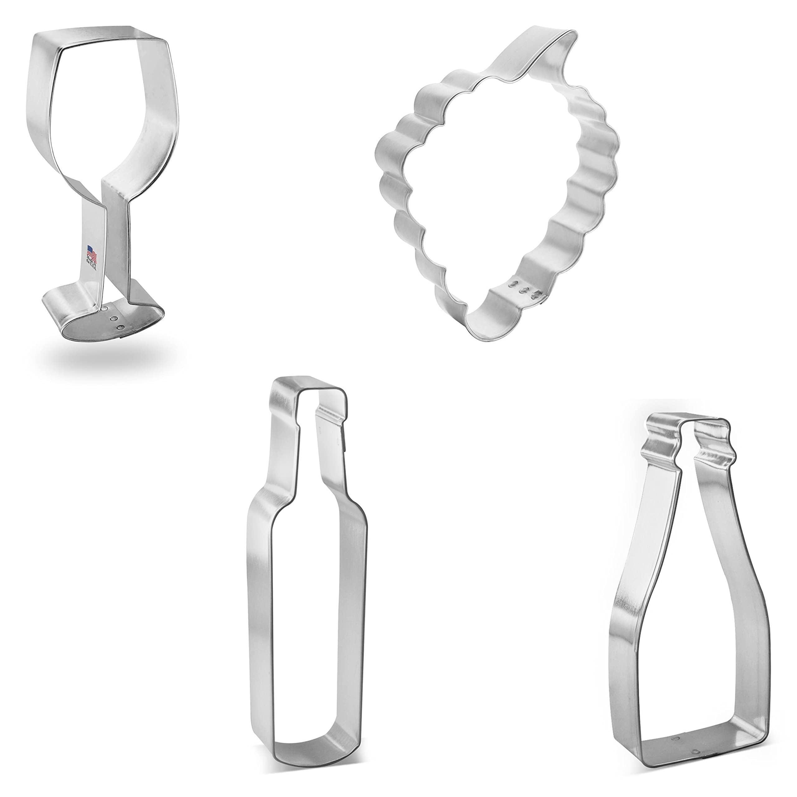 Foose Ausstechformen für Weinproben, 4-teiliges Set, 10,2–12,7 cm, Trauben, Weißblech, Stahl, USA