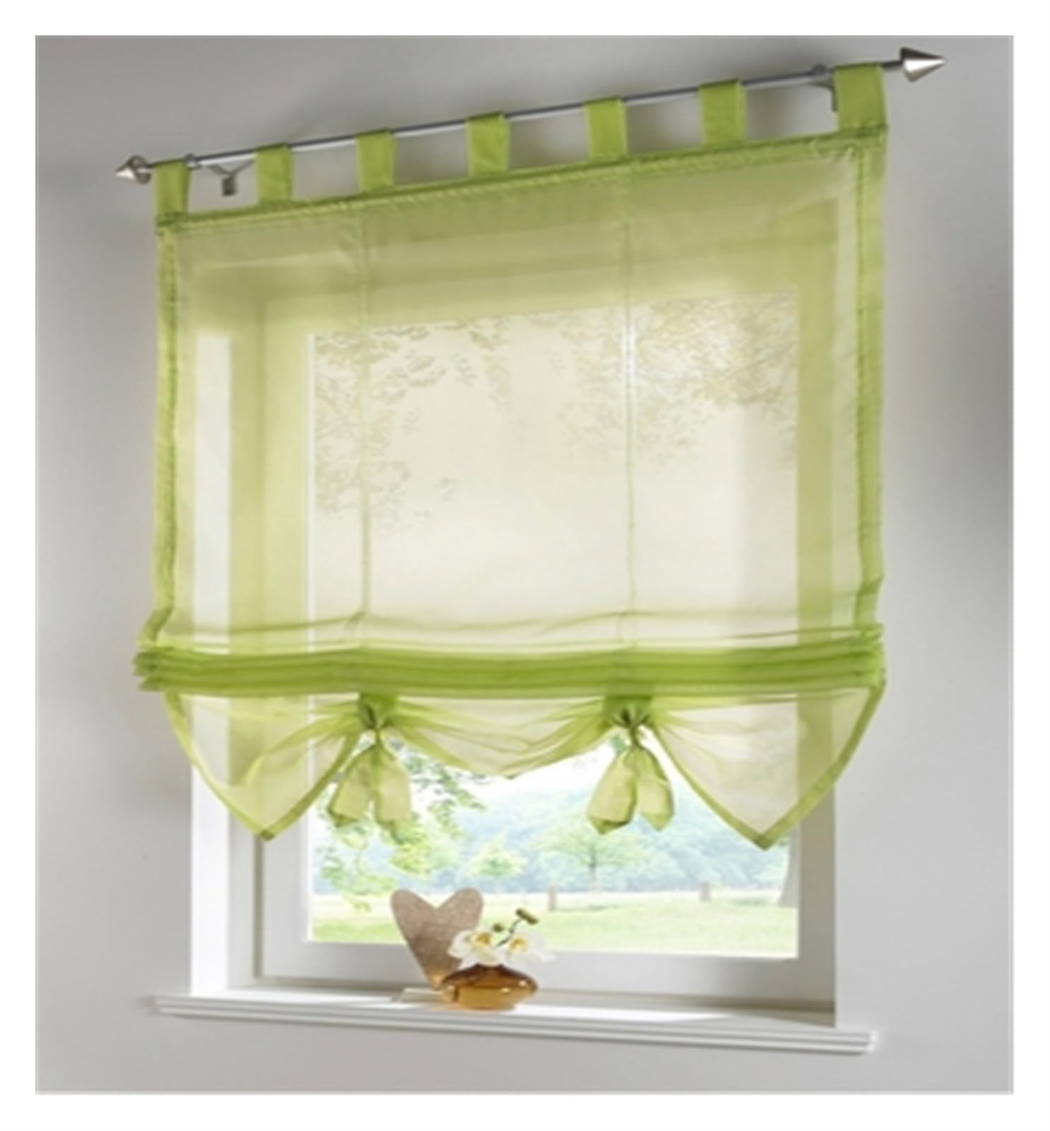 Rideaux suspendus type store romain cuisine en voile transparent ajustable