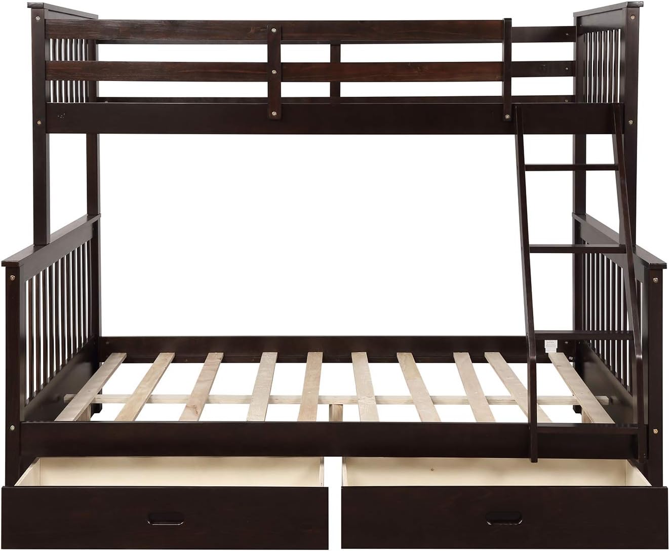 Harper & Bright Designs Twin Over Full Bunk Bed with Drawers and Ladder, Espresso