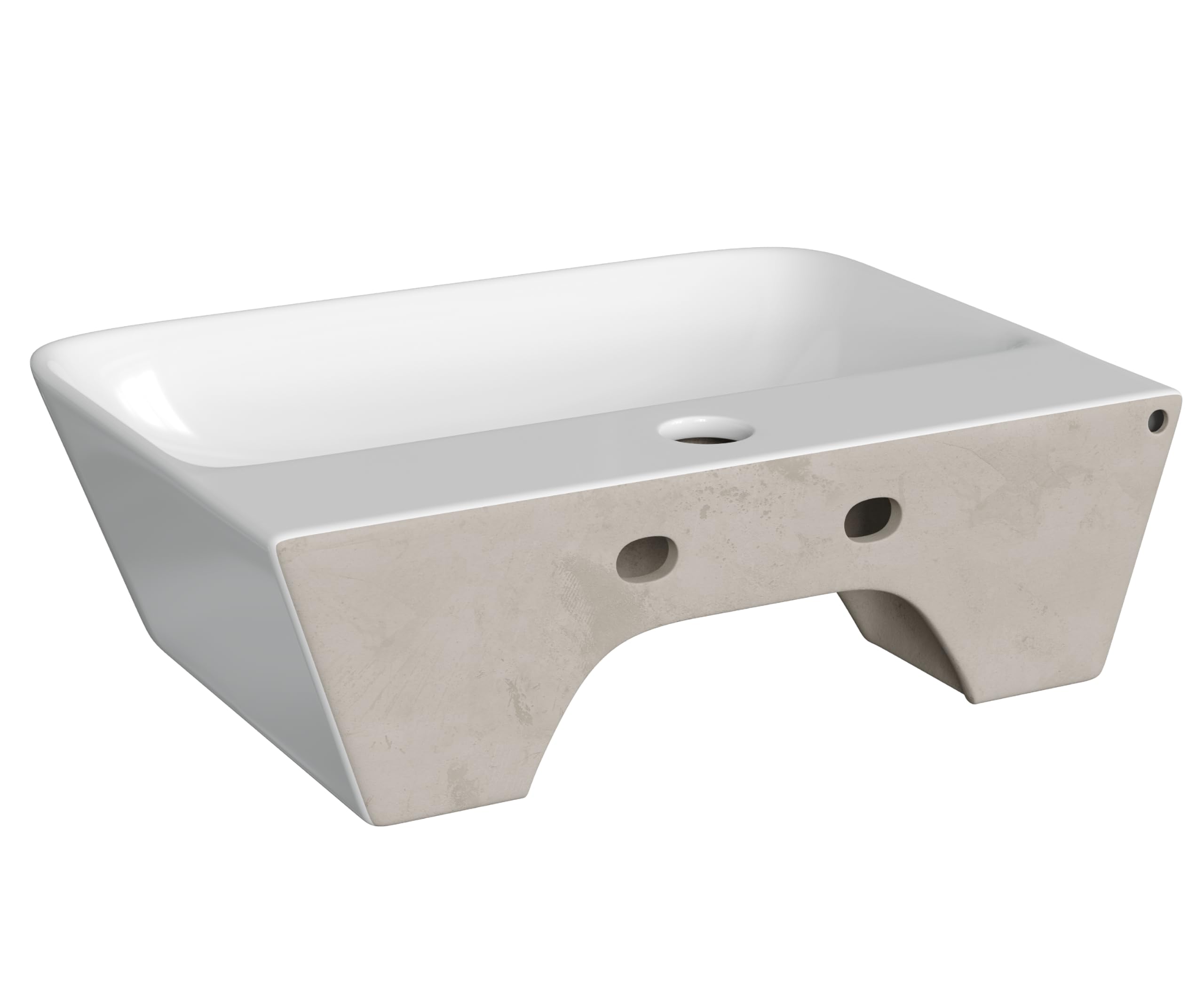 HOROW Lavabo de baño rectangular de 40 cm, moderno color blanco, sin rebosadero, con orificio para grifo, lavabo pequeño, lavabo colgante para invitados, inodoro