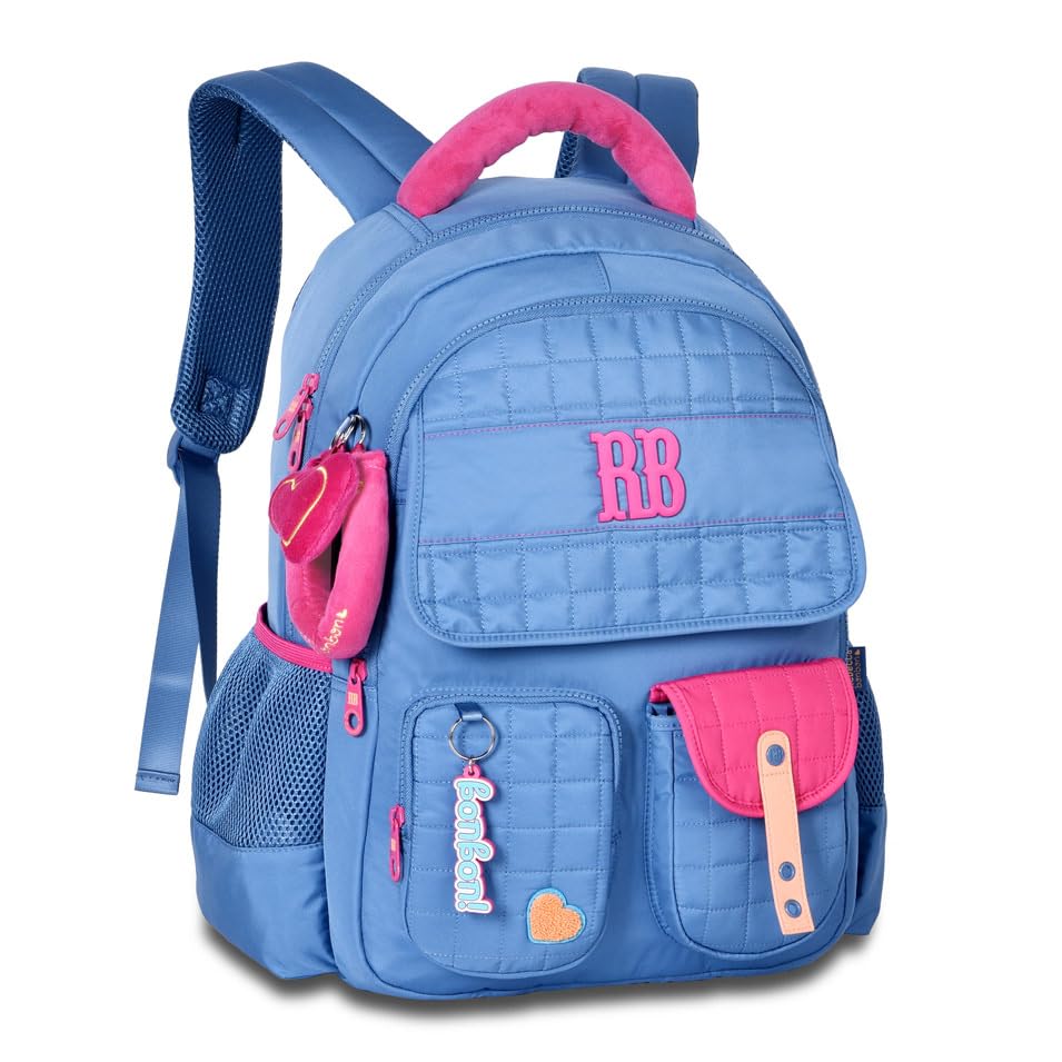 Mochila de Costas Rebecca Bonbon Plush Dreams RB26239 Grande Juvenil Bolso Antifurto Notebook (Azul)