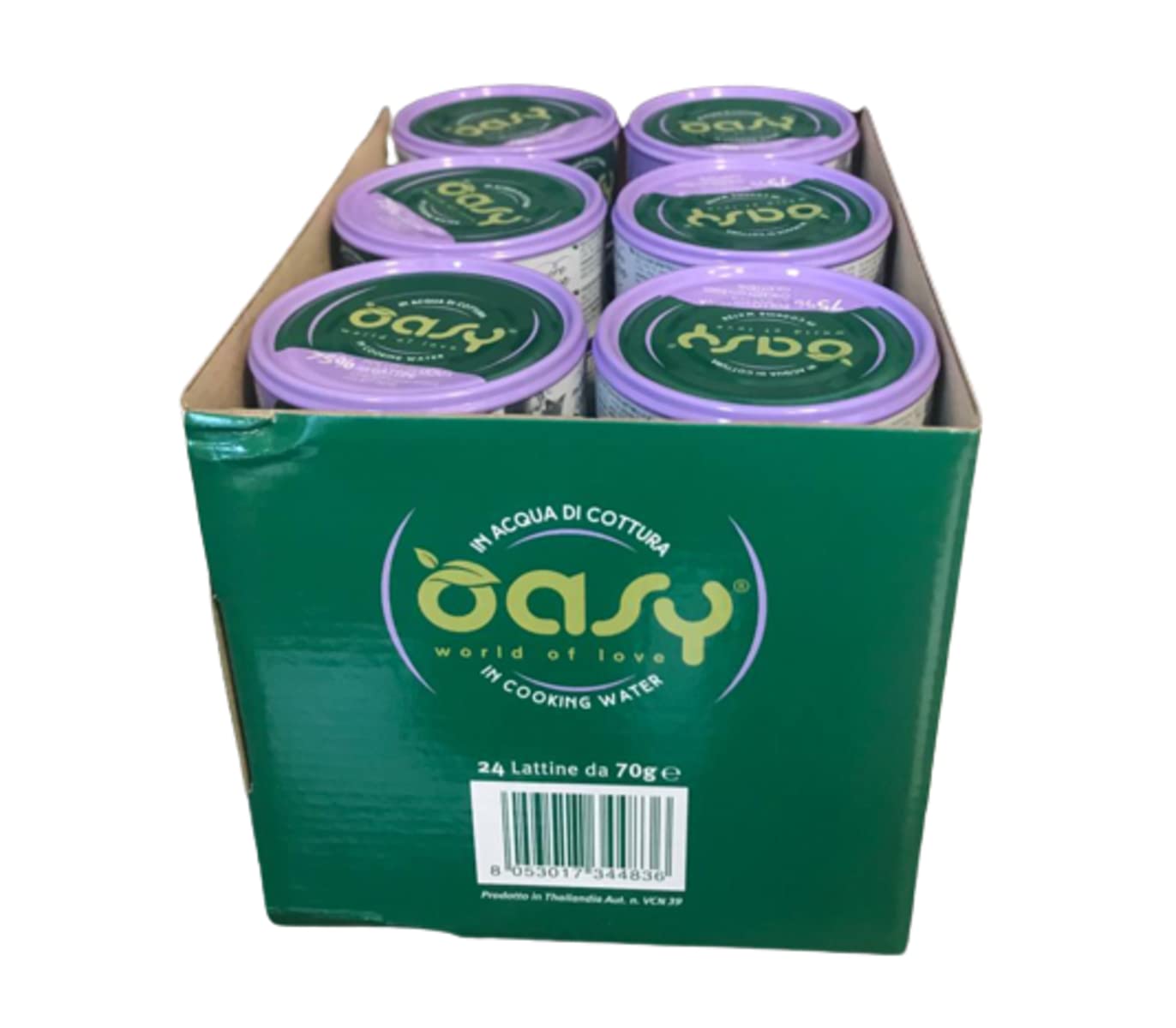 Oasy More Love cibo umido naturale per Gattini gusto Pollo con Uova. Confezione da 24 scatolette (1 scatoletta = 70 gr.) Formulato senza glutine