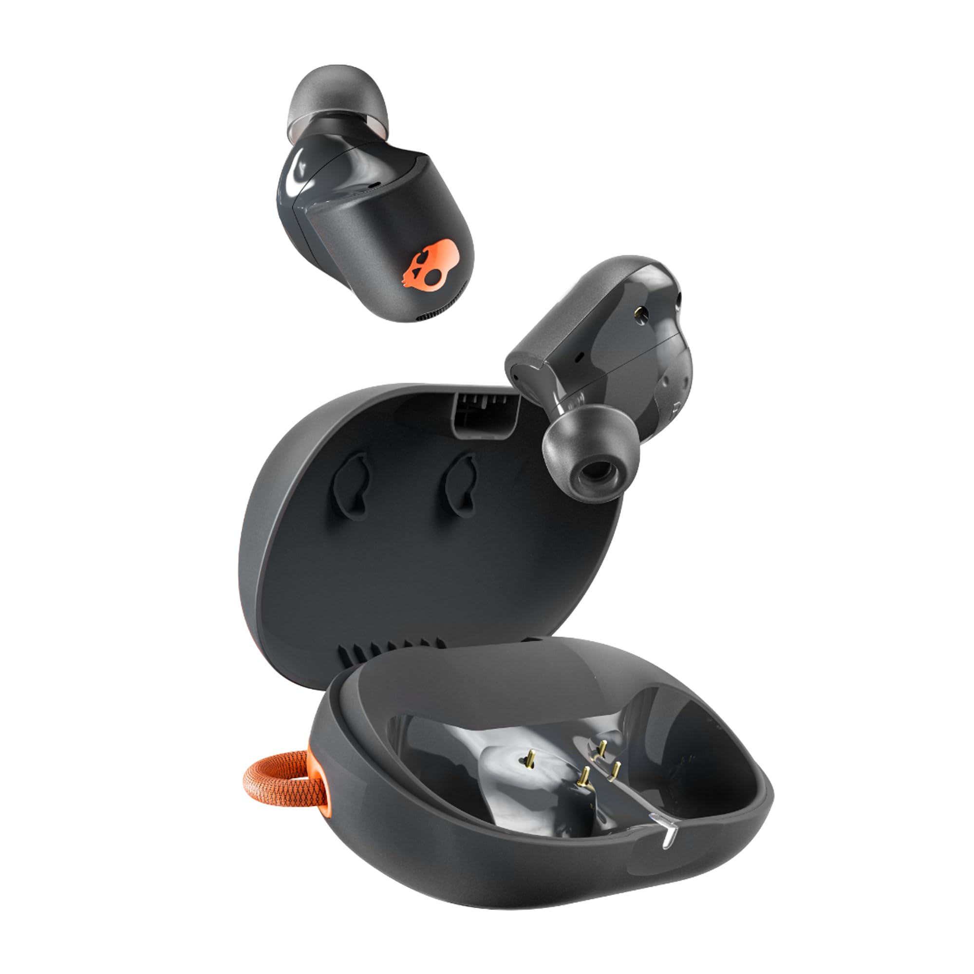 Sesh ANC Active Wireless Earbuds, Bluetooth Headphones, Noise Cancelling, Up to 48 Hours Battery, Stabilizing Fit Grip, Sweat and Waterproof, Microphone for iPhone Android - Black/Orange