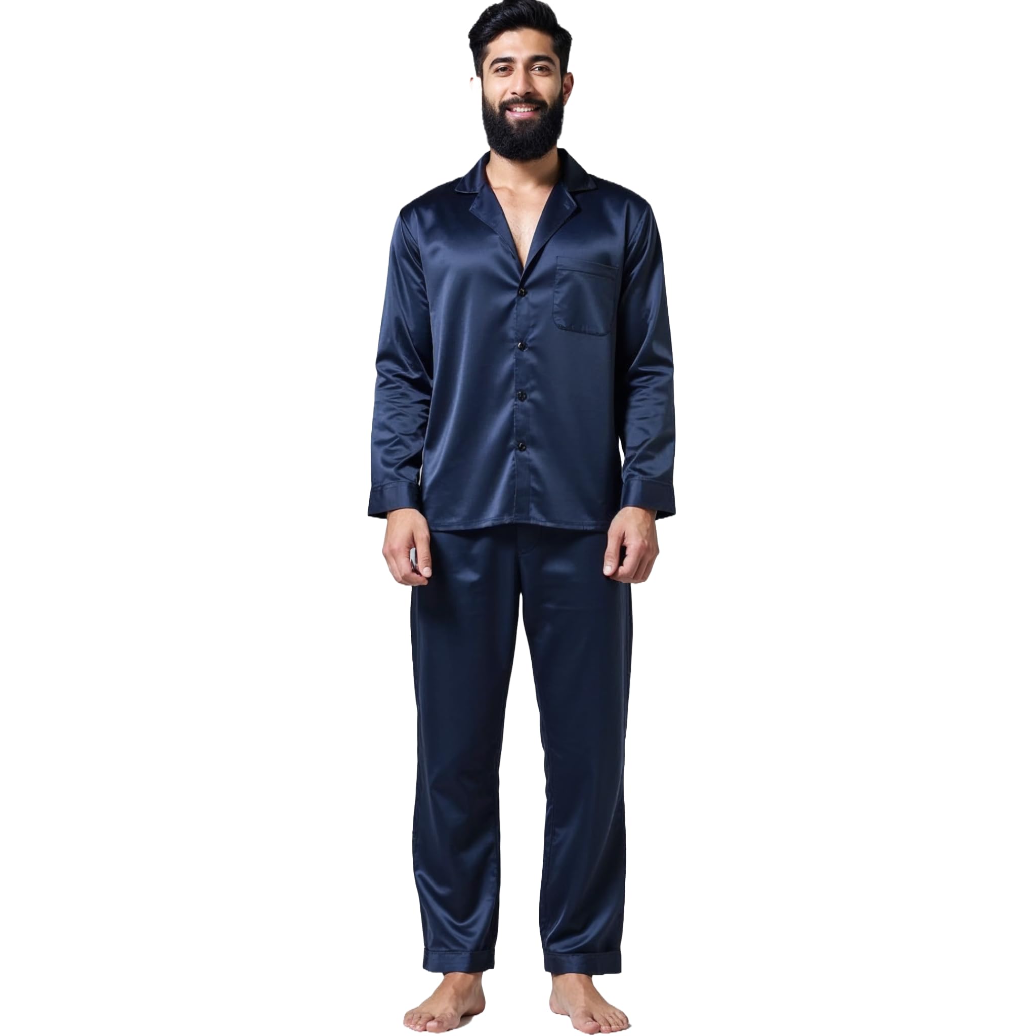 alldaysilk Luxury Men’s Navy Silk Pajama Set Ready Sleepwear | Smooth, Breathable, Temperature-Controlled Comfort | Forever Close to Your Skin-picture-20