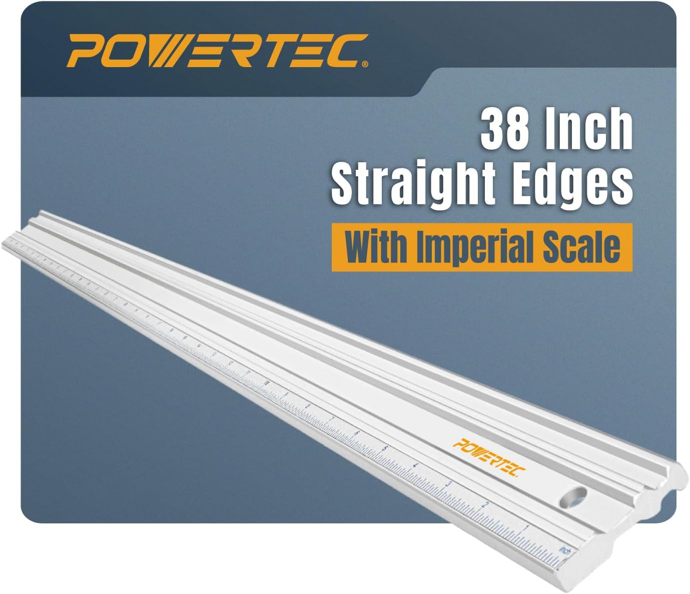 POWERTEC 18 Inch Straight Edges, Straight to Within .001'' Over 18'' Machined Flat, Precision Woodworking Tools for Table Saw, Router Table, MDF Workbench Top, Jointers, and Planers. 71213