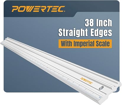 POWERTEC 38 Inch Machinist Aluminum Straight Edges, with .003'' Tolerance for Checking Surface Warp, Marking/Scribing Lines - Used w/Feeler Gauges for Automotive Repairs, Cylinder Head Checks (71332)