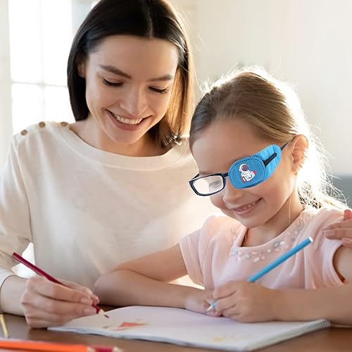 Miniatura 6 de 6 parches oculares para niños y niños, parche azul para ojos izquierdo para gafas, parches oculares para niños con ojo perezoso, para ambliopía por