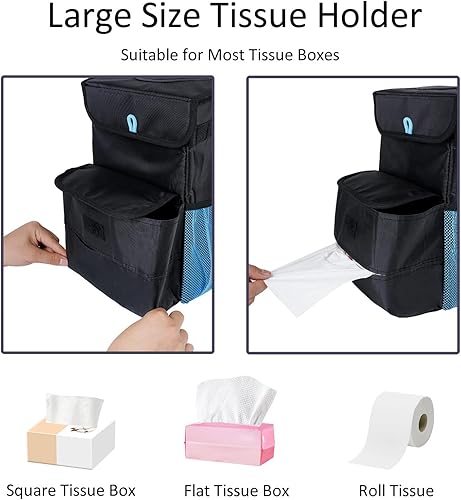 Miniatura 8 de Bolsa de basura para automóvil, paquete de 2 cubos de basura plegables a prueba de fugas, 3 galones, color negro y morado