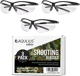 Aqulius 3pk Shooting Glasses - Safety Glasses - Eye Protection for Shooting Range, Tactical Shooting Goggles