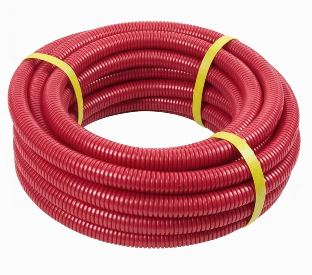 Tubo Corrugato Rosso 16mm 50 metri | Tubi corrugati con Certificato AENOR usati per la conduzione di cavi elettrici | Tubo corrugato esterno 16 mm | Condotto per cavi elettrici