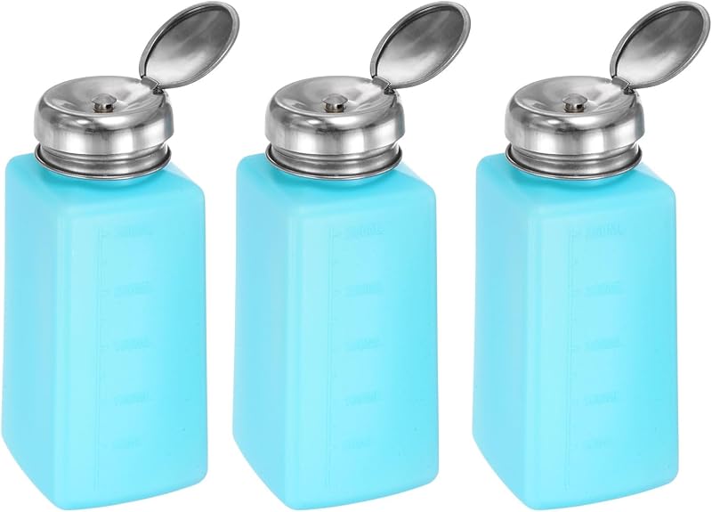 HARFINGTON Frasco Recarregável com Bomba de Pressão para Líquidos, 250 mL, Azul, Pacote com 3