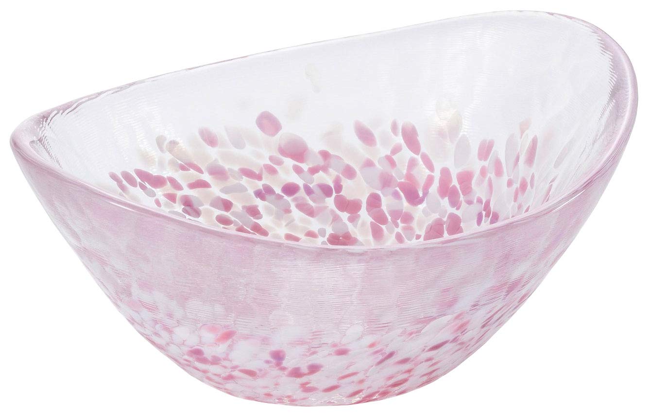 Aderia Tsugaru Vidro Sakura Oval Small Bowl 5.3in Glass Japan