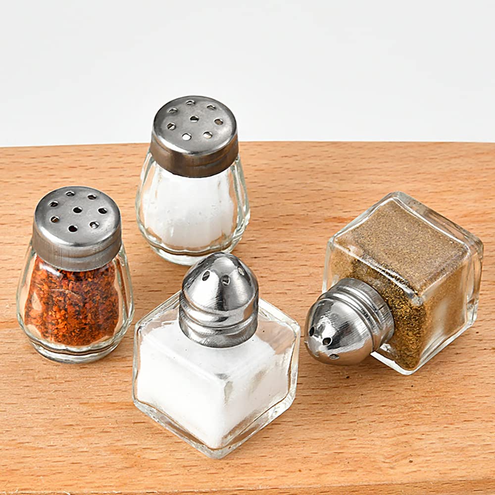Mini salero y pimentero de 30 piezas, pequeños soportes transparentes para sal y pimienta, coctelera de especias de cristal en forma de cubo para cocina, hogar, boda, fiesta, barbacoa y camping