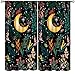 Flower Moon Kids Bedroom Curtains, Wildflowers Moon Stars Garden Aesthetics Natural Plants Bohemian Home Window Blackout Curtains 42x45 Inch