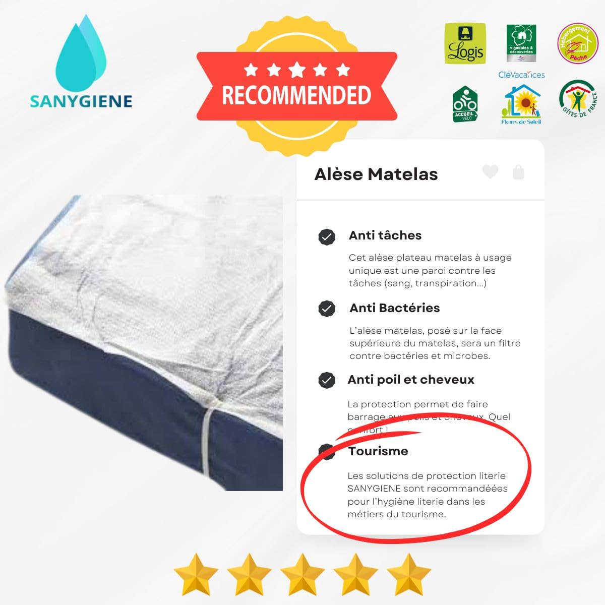 SANYGIENE | Alèse Matelas Jetable 140X190 cm | Lot de 20 Alèses Elastiques | Non Lavable | Hygiène Literie Médical - Tourisme - Location Saisonnière | Protection Anti Tâches et Salissures