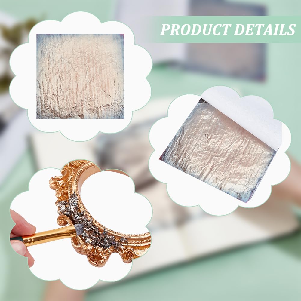 MAYJOYDIY 50 hojas de papel de aluminio gris de 14 x 13,7 cm, hojas metálicas de hojas plateadas, papel de aluminio dorado para manualidades, pinturas de uñas, manualidades, marcos de fotos, escultura