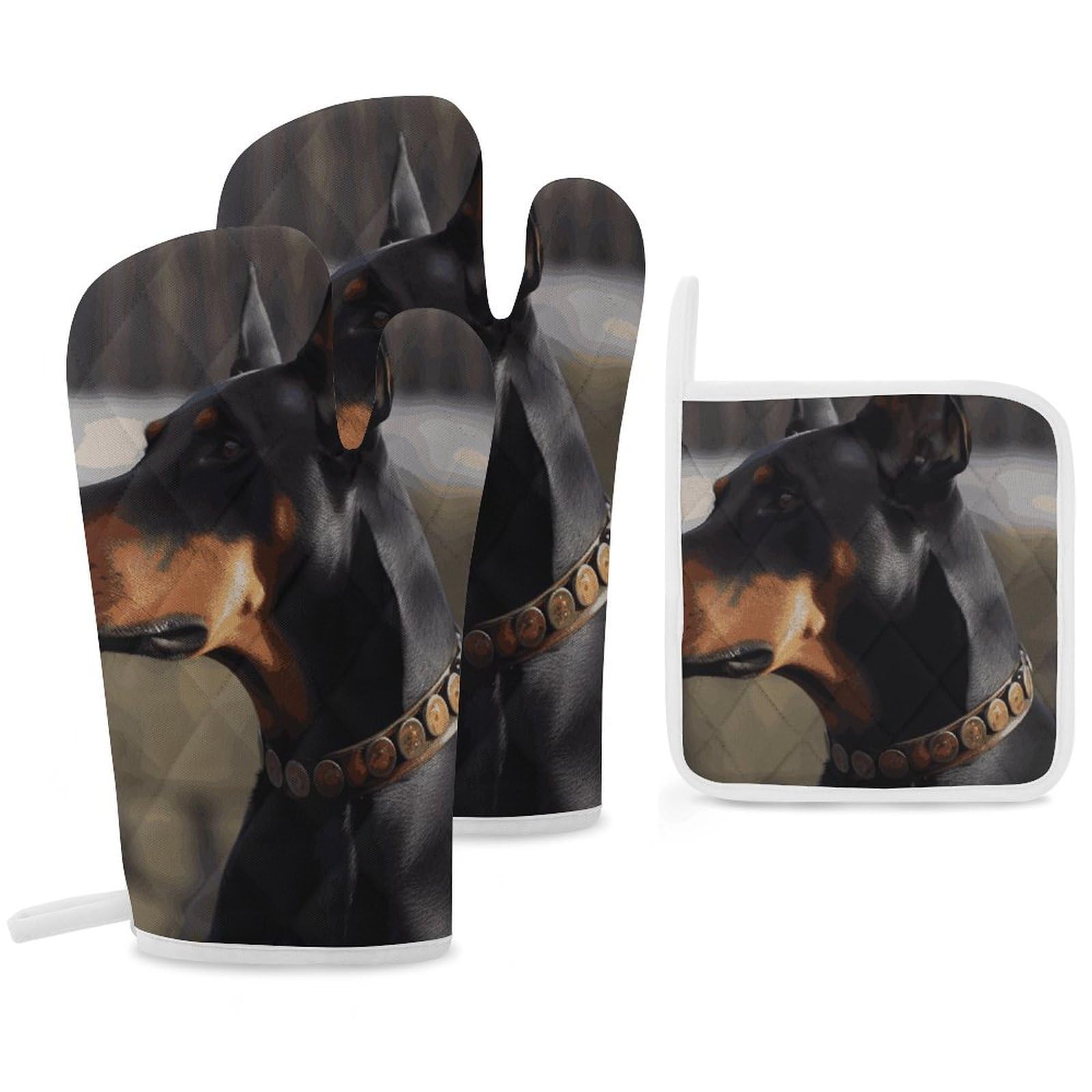 Gants de cuisine Doberman et manique anti-chaleur pour four et cuisine