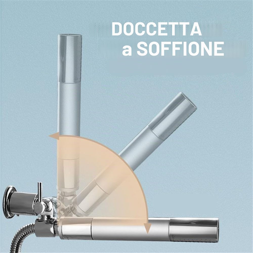 Supporto soffione doccia in Metallo Pieno, Supporto per soffione doccia regolabile a 180 gradi, Supporto doccia a mano a parete, Porta doccino per doccia con viti