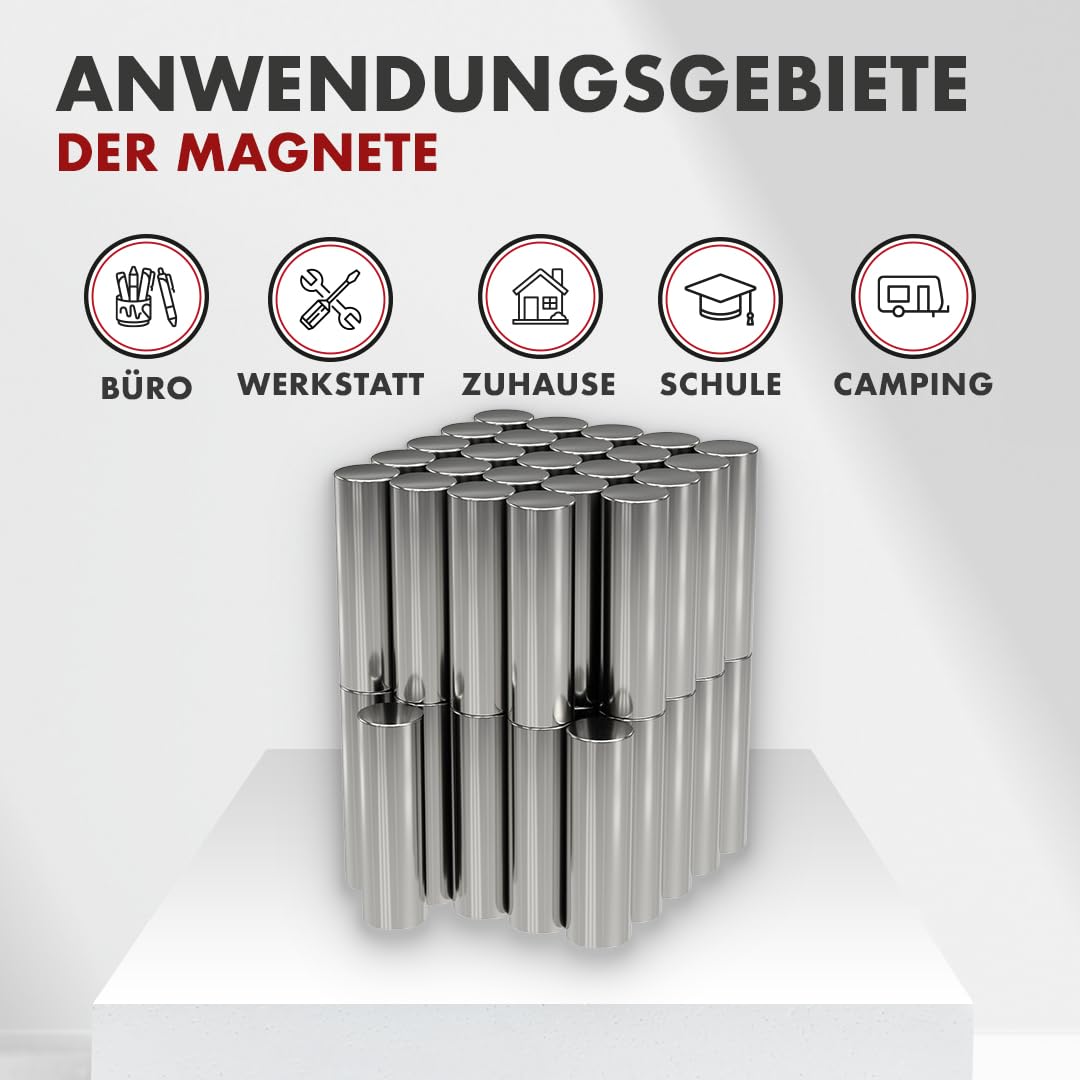 MAGNETE.COM - Magneti al neodimio, extra forti, rettangolari, 30 x 30 x 15 mm, forza adesiva ca. 5 kg, magneti per lavagna, bacheca, lavagna magnetica