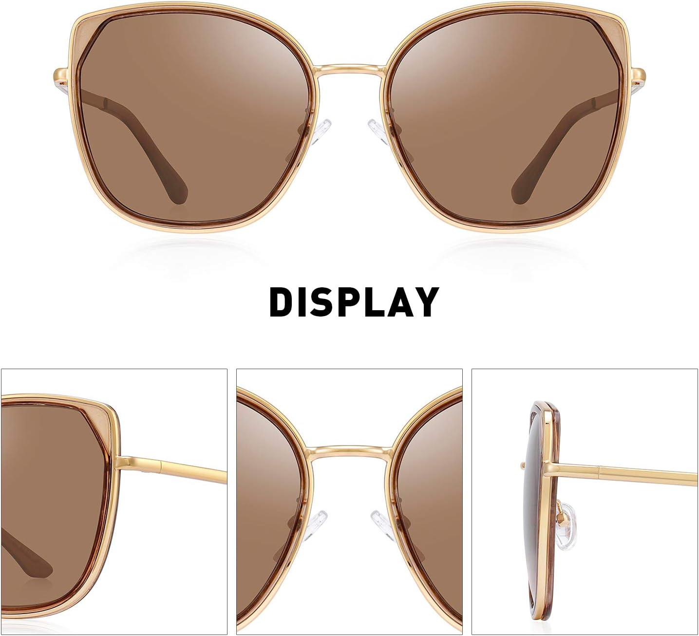 OLIEYE Cat Eye Polarized Sunglasses for Women Ladies Brand Trending Sun glasses UV400 (Brown, 54) image 3