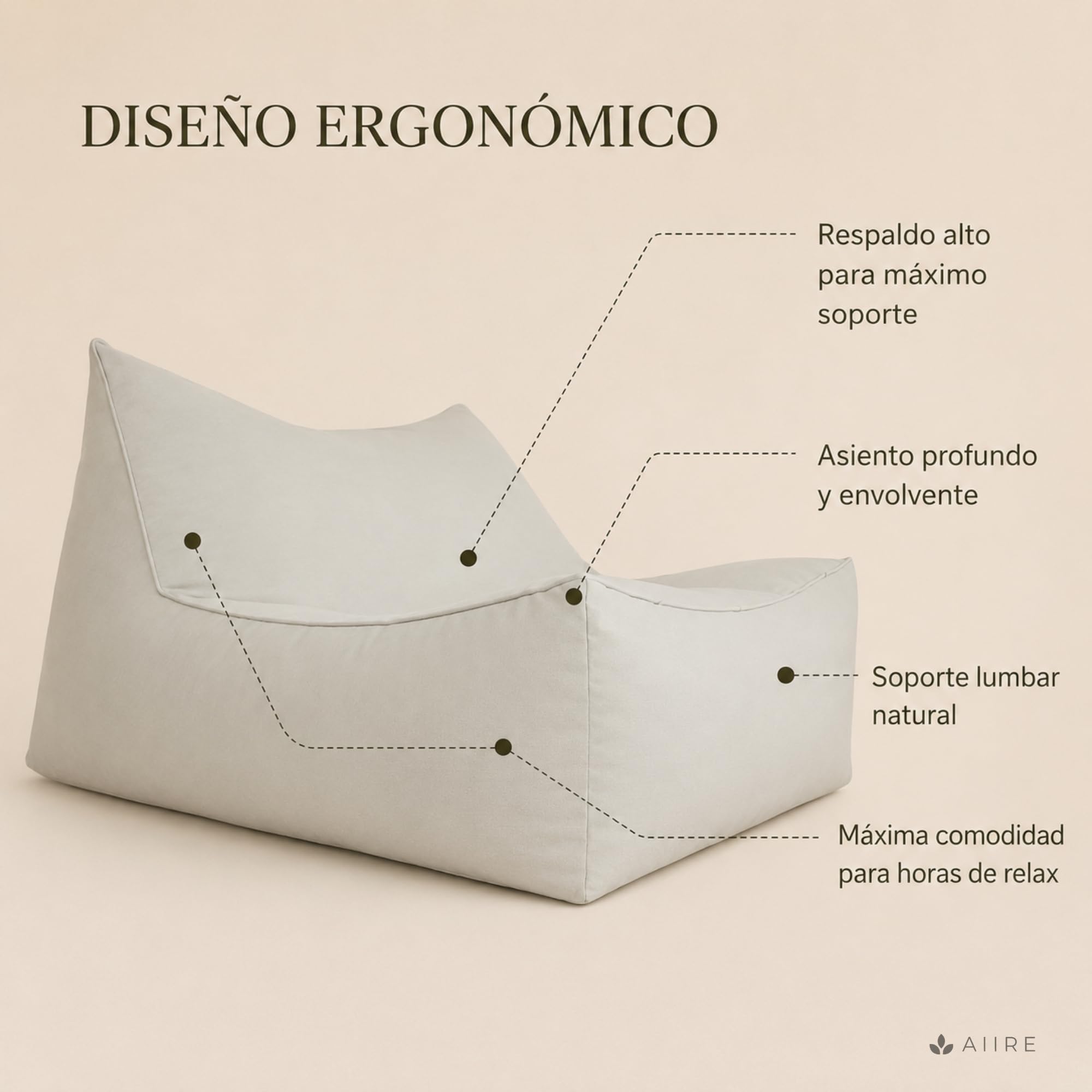 Aiire Poltrona Pouf da Esterno di Lusso - Puffo per Sedersi Moderni per Giardino e Piscina - Bean Bag XXL Design con Imbottitura - Cuscino da Lettura Gigante, Puff a Sacco