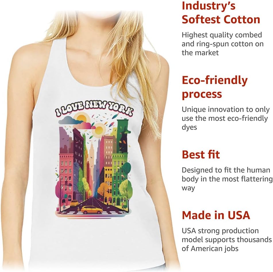 I Love New York Women's Racerback Tank - Bright Tank Top - Art Workout Tank