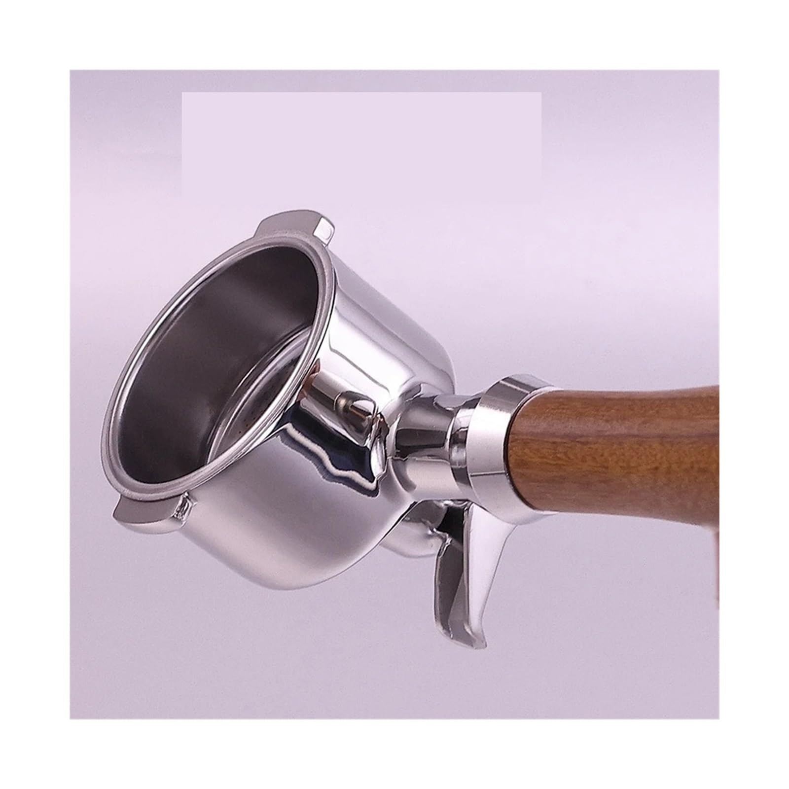 Portafiltro De Café De 51 Mm Con Dos Orejas Y Doble Boca, De Acero Inoxidable, Compatible Con Cafeteras Delonghi EC221/ECO311/EC156B Con Cesta.(S walnut wood)