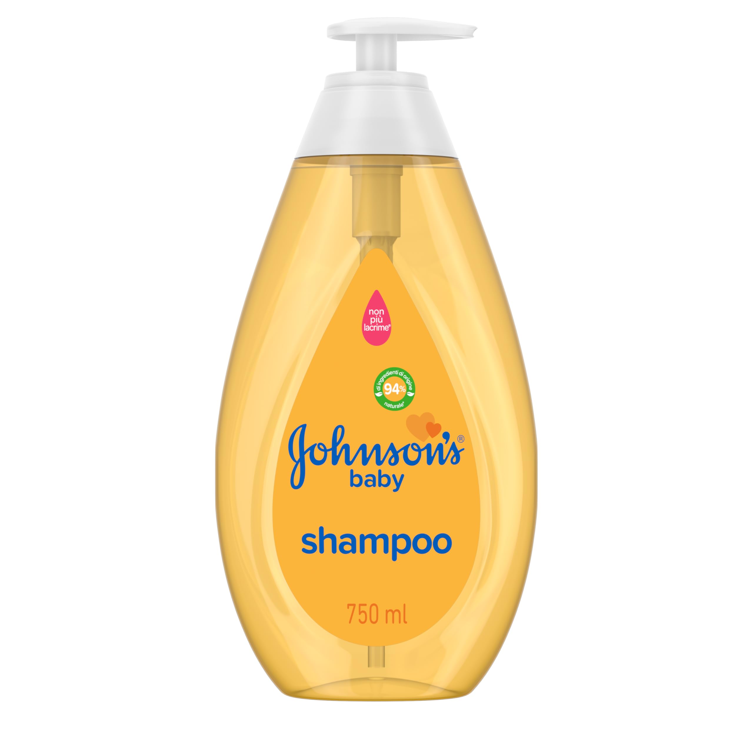 Johnson's Baby Shampoo bambini delicato e ipoallergenico, Shampoo neonati con formula Non Più Lacrime, Adatto per capelli delicati e senza sapone, alcol e coloranti, 750 ml