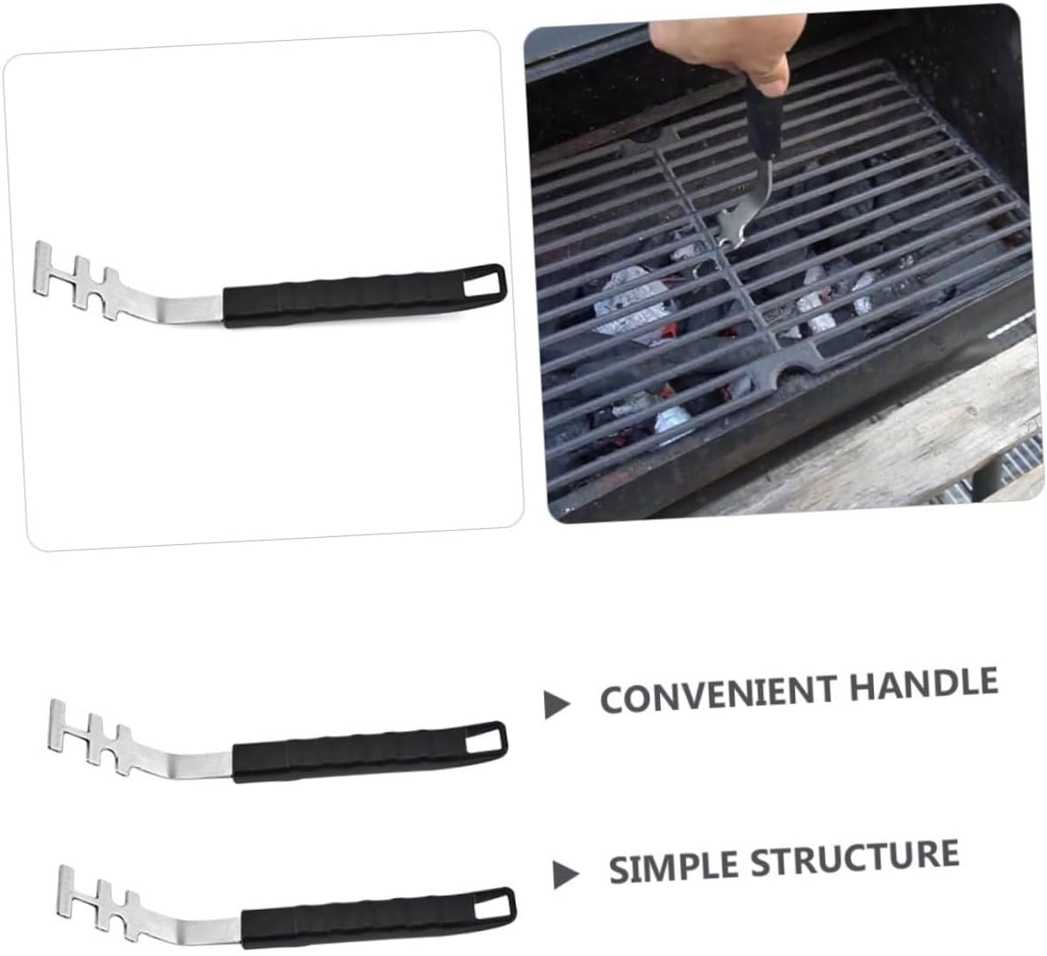 SOLUSTRE 1set Oven Net Handle Bbq Pit Charcoal Grill Griddle Grill Cast Grid Gripper Grid Rack Clamp Cooking Grid Lifter Tool Rack Gripper Barbecue Grid Lifter Grill Gripper Stainless 3pcs
