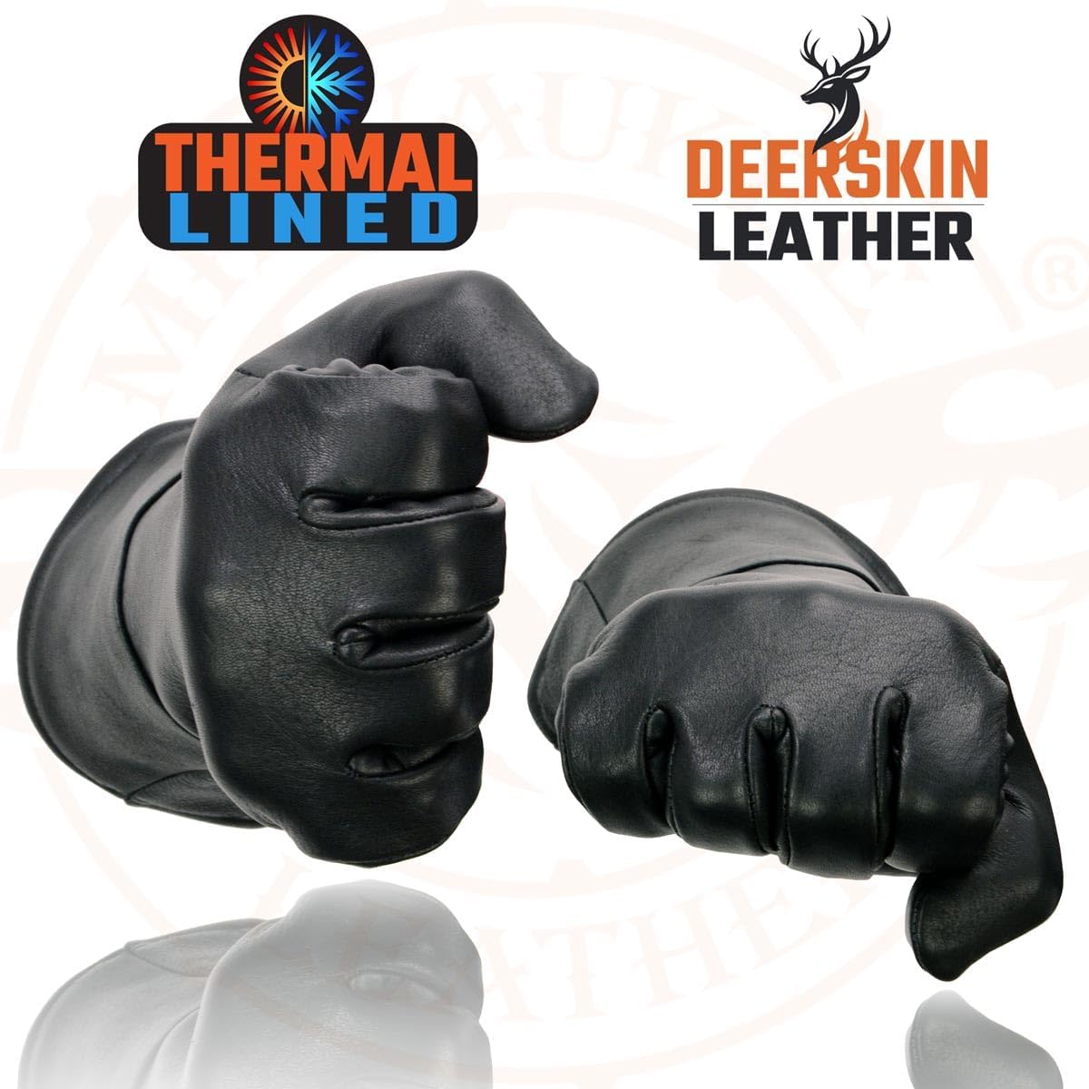 men's Gauntlet Lined Motorcycle Gloves - Image 2