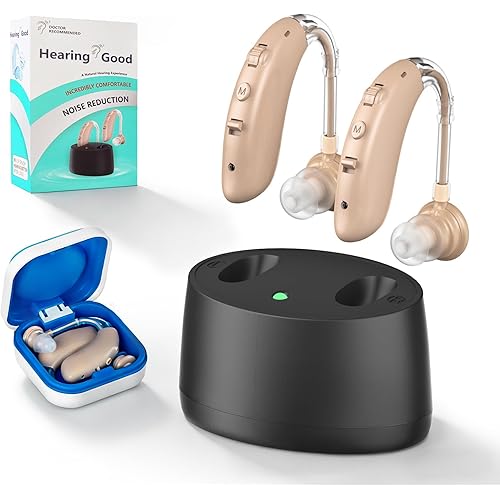 Hearing Aids for Seniors, Hearing Aids Rechargeable with Noise Cancelling and Volume Control, Hearing Amplifier for Adults Hearing Loss, Portable Behind-the-Ear Hearing Aid Headphones